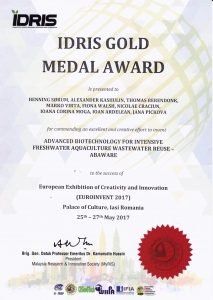 Medalia de aur IDRIS Euroinvent 2017