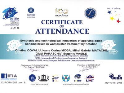 EUROINVENT-ICIR-2018 — Certificate of Attendance